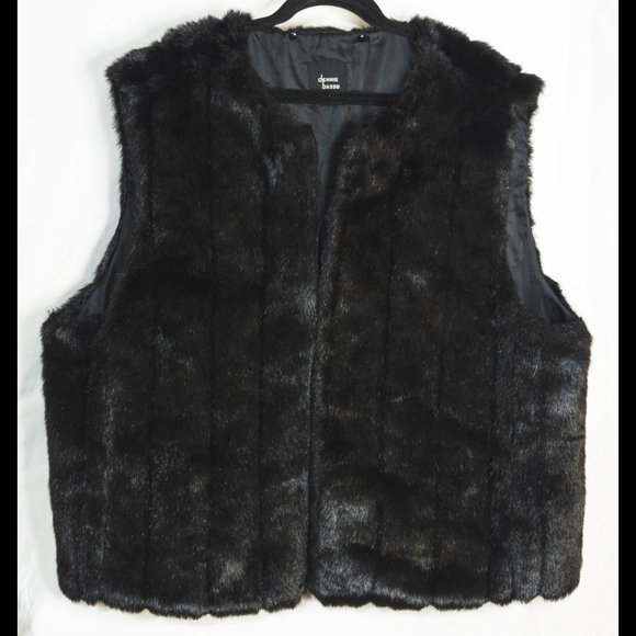 DENNIS BASSO 3X Black Lightwt Faux Fur Vest Lining for Dennis Basso Denim Jacket - Picture 7 of 7